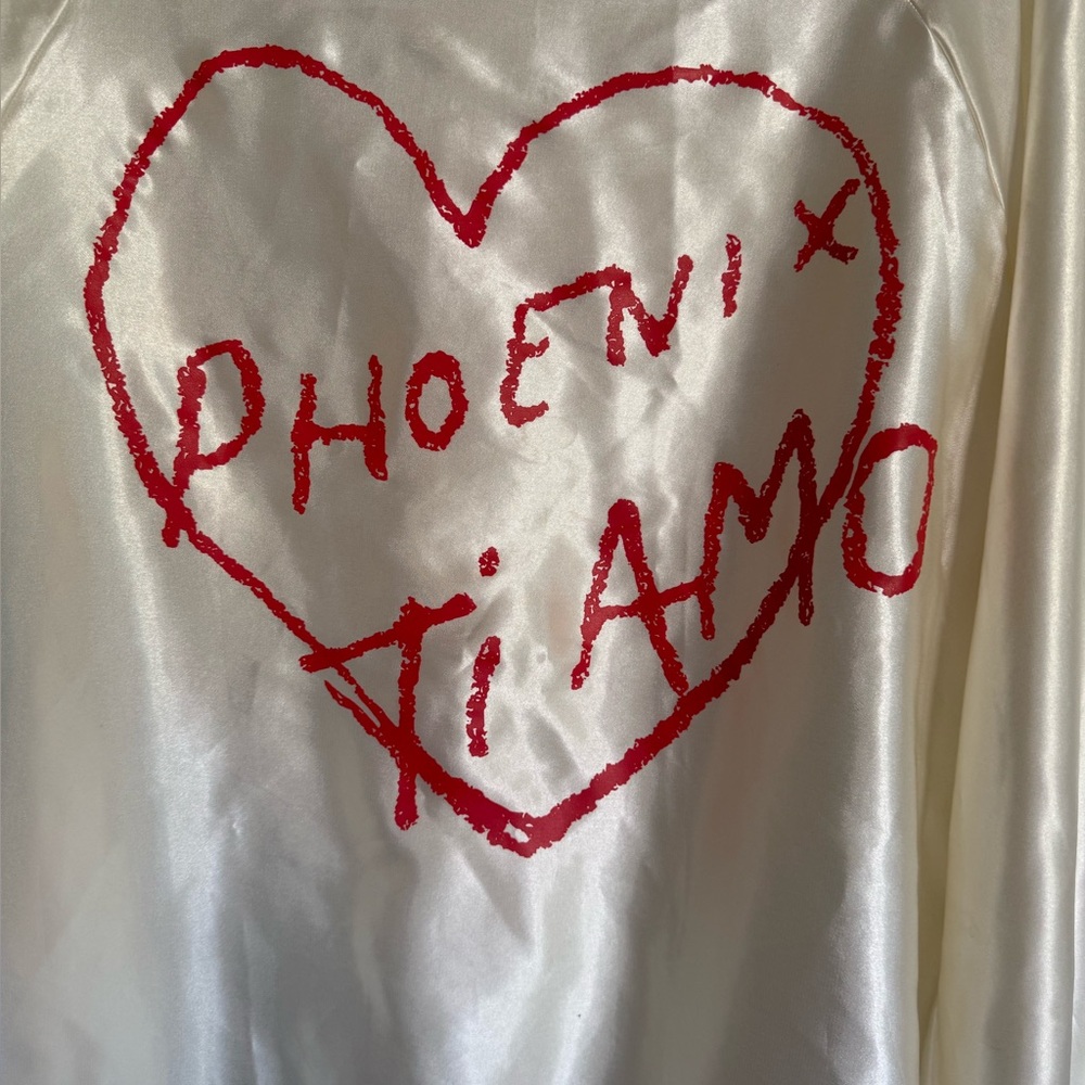 Phoenix Band Silk Bomber Jacket "Ti Amo" Tour Merchandise Like New Cream Size M